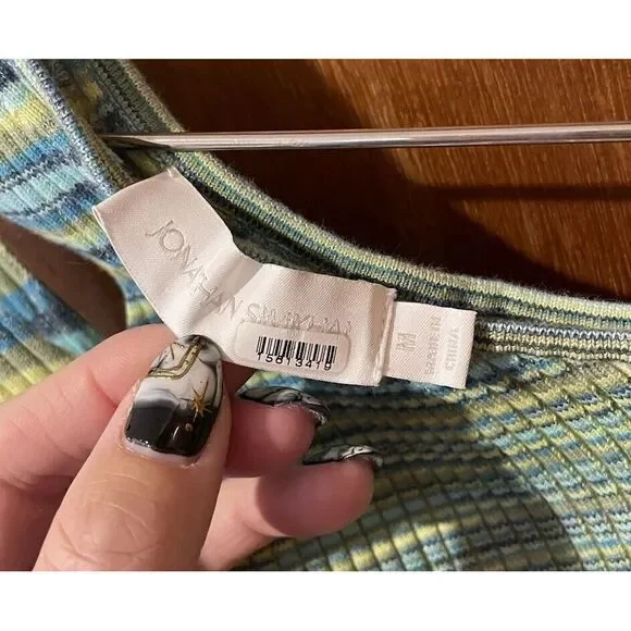 SIMKHAI Nila Cotton Knit Ribbed One Shoulder Bodycon Mini Dress Medium - Picture 6 of 8